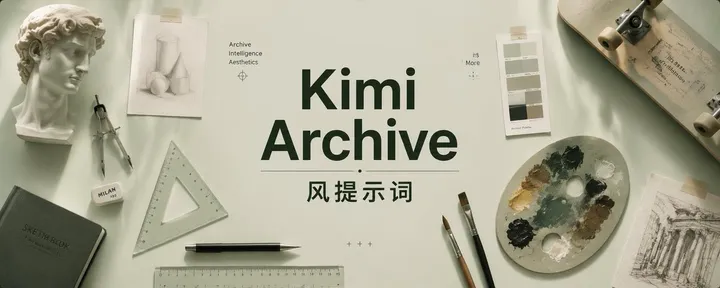 文章封面：Kimi K3的宣传图被我扒成了提示词封面：Kimi Archive 风格。
