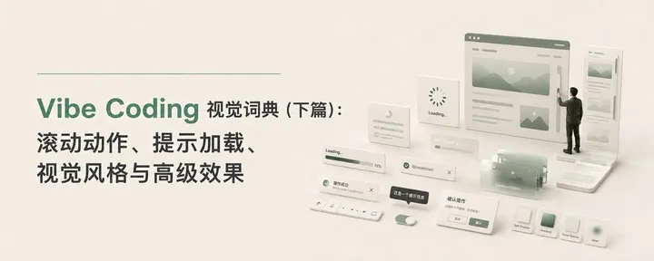 文章封面：Vibe Coding 视觉词典（下篇）：滚动动作、提示加载、视觉风格与高级效果