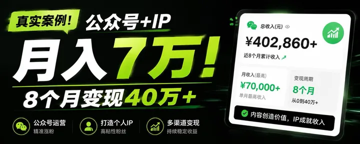 文章封面:每天拆解一个创业赚钱案例|Day 04:公众号+IP月入7万,8个月变现40万+