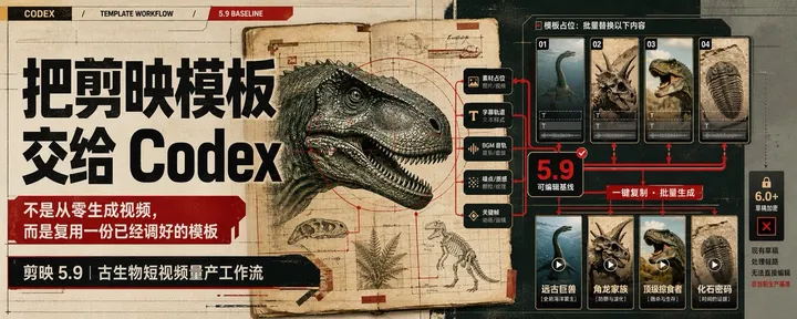 文章封面：不要再尝试让 Codex 从零生成视频了，而是让它复制剪映模板
