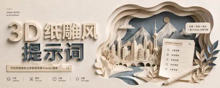 文章封面：一套提示词，玩转 3D 纸雕风