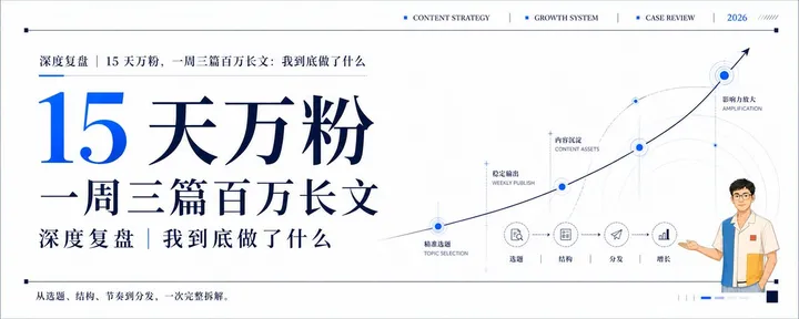 文章封面：深度复盘｜15 天万粉，一周三篇百万长文：我到底做了什么