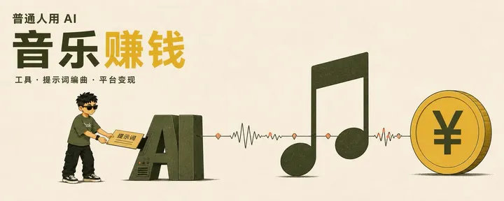 文章封面：AI 音乐怎么赚钱：11 款主流工具、6 条变现路径和提示词编曲教程