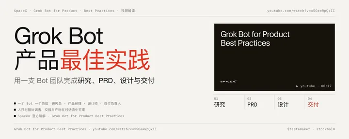 文章封面：Grok Bot 产品最佳实践：用一支 Bot 团队完成研究、PRD、设计与交付 