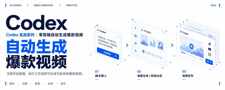 文章封面：Codex 实战系列｜零剪辑自动生成爆款视频