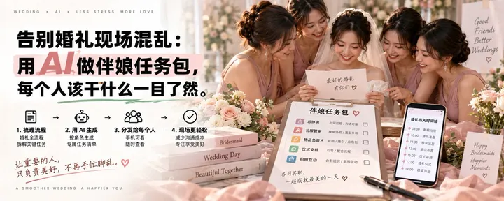 文章封面：告别婚礼现场混乱：用AI做伴娘任务包，每个人该干什么一目了然