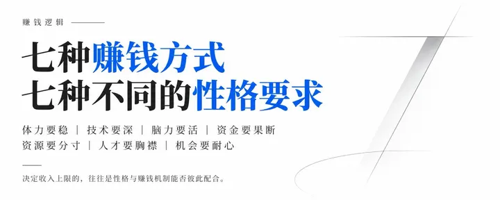 文章封面：七种赚钱方式，七种不同的性格要求
