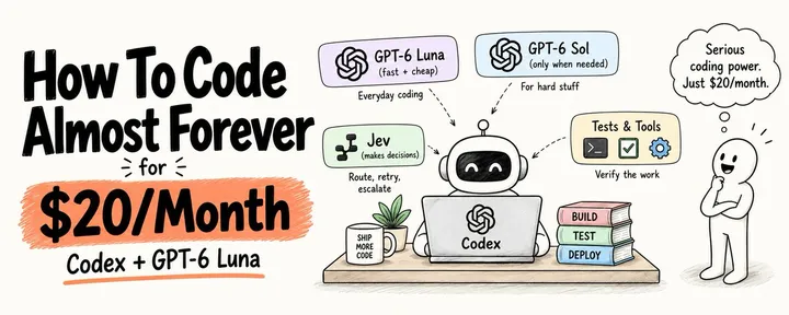 文章封面：How To Code Almost Forever for $20/Month With Codex + GPT-6 Luna