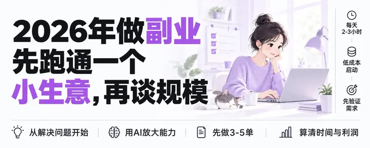文章封面：2026年做副业，先跑通一个小生意，再谈规模