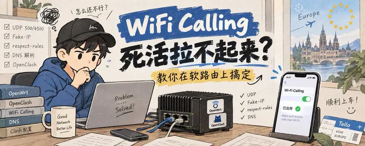 文章封面：WiFi Calling 死活拉不起来？教你在软路由上搞定