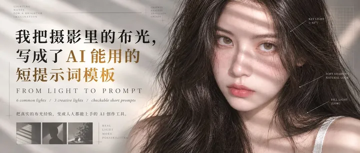 文章封面：我把摄影里的布光，写成了 AI 能用的短提示词模板