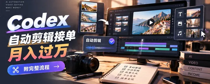 文章封面：Codex 自动剪辑接单月入过万，整套流程已跑通【附提示词】