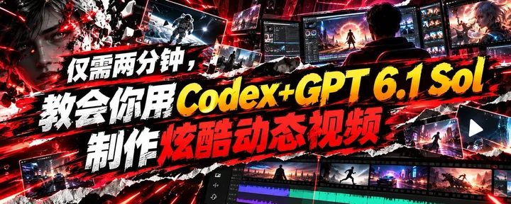文章封面：仅需两分钟，教会你用Codex+GPT 6.1 Sol制作炫酷动态视频
