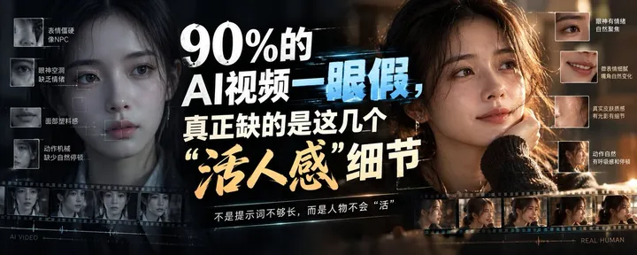 文章封面：90%的AI视频一眼假，真正缺的是这几个“活人感”细节
