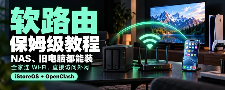 文章封面：软路由保姆级教程：不用买设备，NAS、旧电脑都能装，全家连Wi-Fi直接访问外网