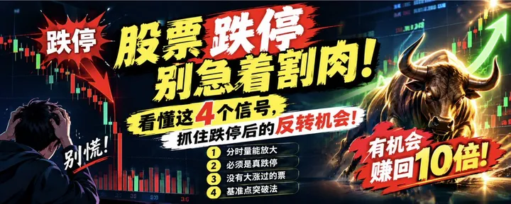 文章封面：【跌停战法】股票跌停别急着割肉！看懂这4个信号，抓住跌停后的反转机会！