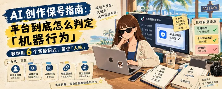 文章封面：AI 创作保号指南：平台到底怎么判定「机器行为」