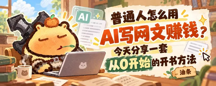 文章封面:普通人怎么用AI写网文赚钱?今天分享一套从0开始的开书方法。