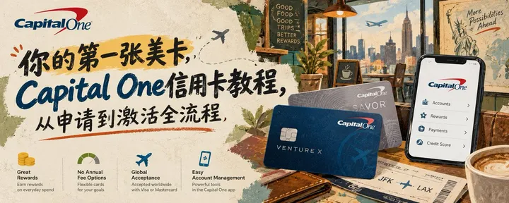 文章封面：你的第一张美卡，Capital One信用卡教程，从申请到激活全流程