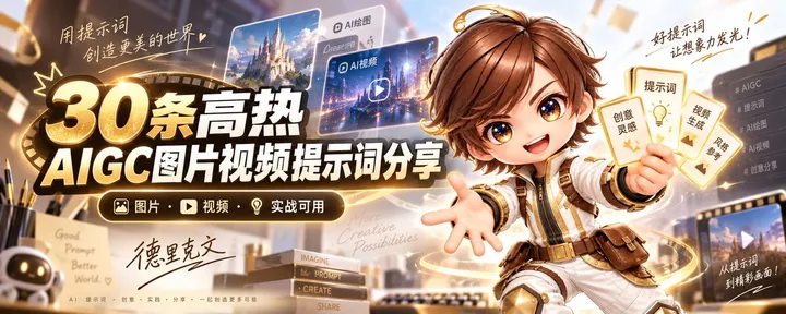 文章封面:30条高热AIGC图片视频提示词分享