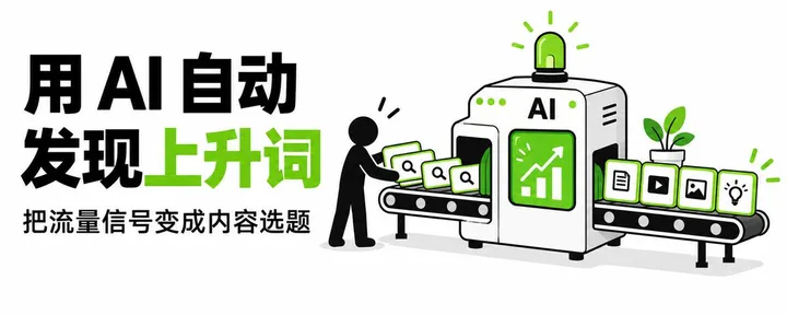 文章封面:用 AI 搭建流量上升词自动发现与批量选题流水线