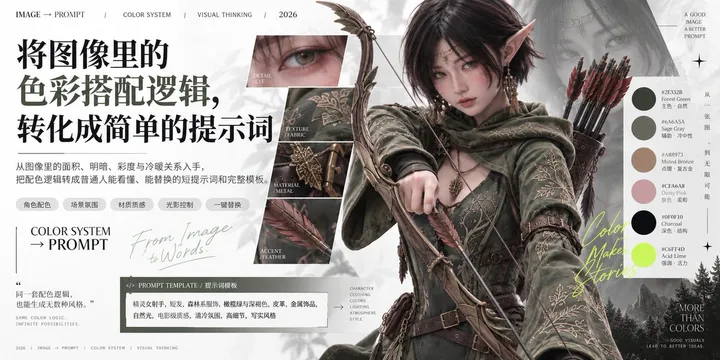 文章封面：将图像里的色彩搭配逻辑，转化成简单的提示词