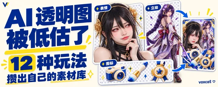 文章封面：AI 透明图被低估了：12 种玩法，攒出自己的素材库