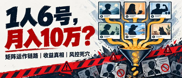 文章封面：自媒体图文矩阵1人6号月入10万实操拆解：真实运作链路、收益真相与风控死穴