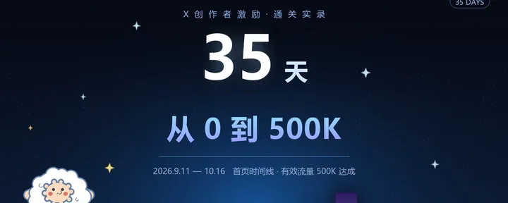 文章封面:35天,从0到500K:我的X原创作者激励通关全记录