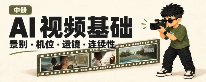 文章封面：AI 视频基础（中册）：景别、机位、运镜与画面连续性