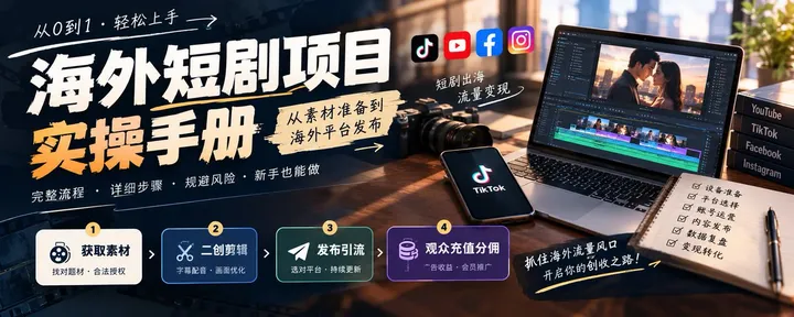 文章封面：海外短剧项目实操手册：从素材准备到海外平台发布
