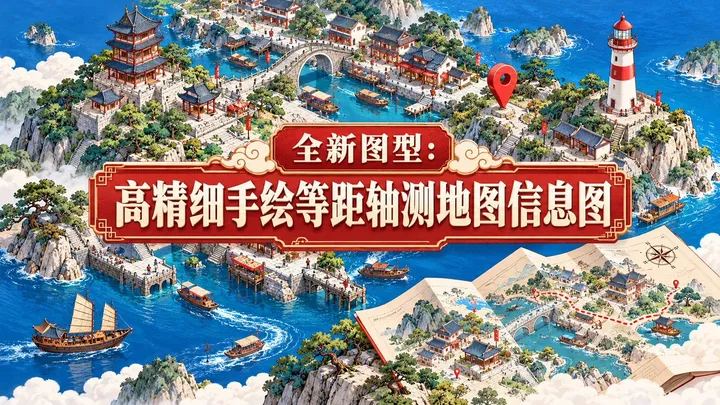 文章封面：手绘skill新增图型：IG-037 高精细手绘等距轴测地图信息图