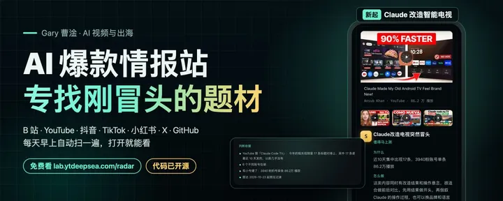 文章封面：为了解决选题难，我搭了个聚焦 AI 视频的免费高质量情报站