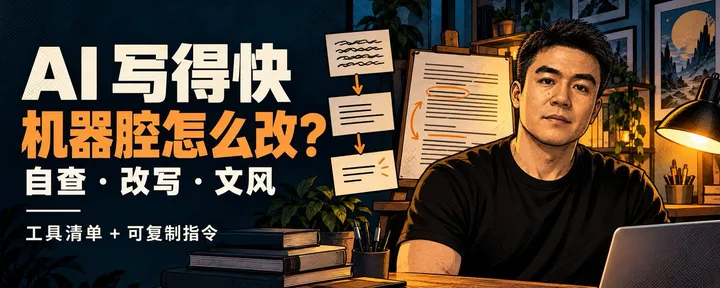 文章封面：AI 写得快，却总有机器腔？去 AI 味，按这 3 步来