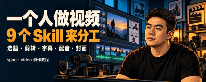 文章封面：一个人做视频太费工？这 9 个 Skill，按流程分工
