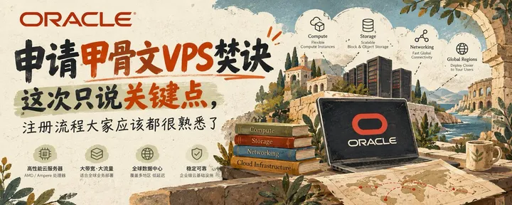 文章封面：申请甲骨文VPS焚诀，这次只说关键点，注册流程大家应该都很熟悉了