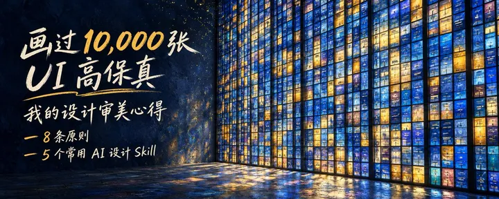 文章封面：画过10,000+张 UI 高保真，我的设计审美心得（1）：8 条原则 + 5 个常用 AI 设计 Skill