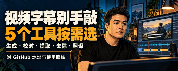 文章封面：视频字幕不想手敲？这 5 个工具，按用途选