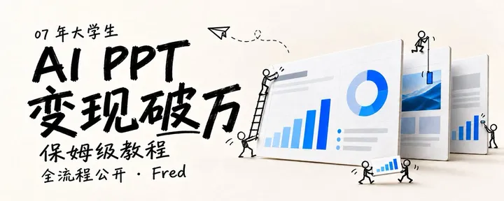 文章封面：07 年大学生，靠 AI 做 PPT 月入破万：全流程保姆级教程
