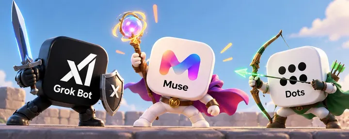 文章封面：四个小时整理 Grok Bot、Muse、Dots三家 BOT 深度对比指南!